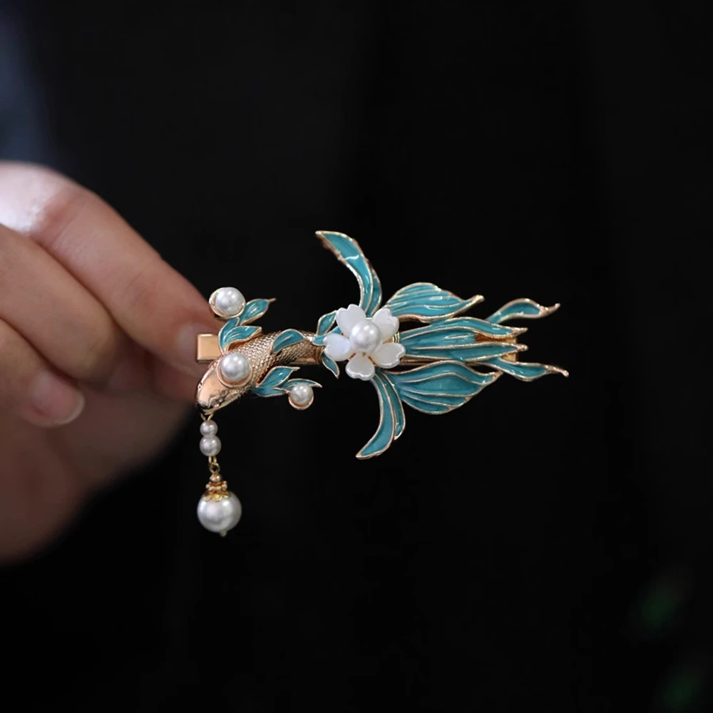 Jepit Rambut Koi Bunga Baru Jepit Rambut Rumbai Mutiara Peri Jepit Rambut Wanita Anak Perempuan Aksesori Rambut Poni Samping