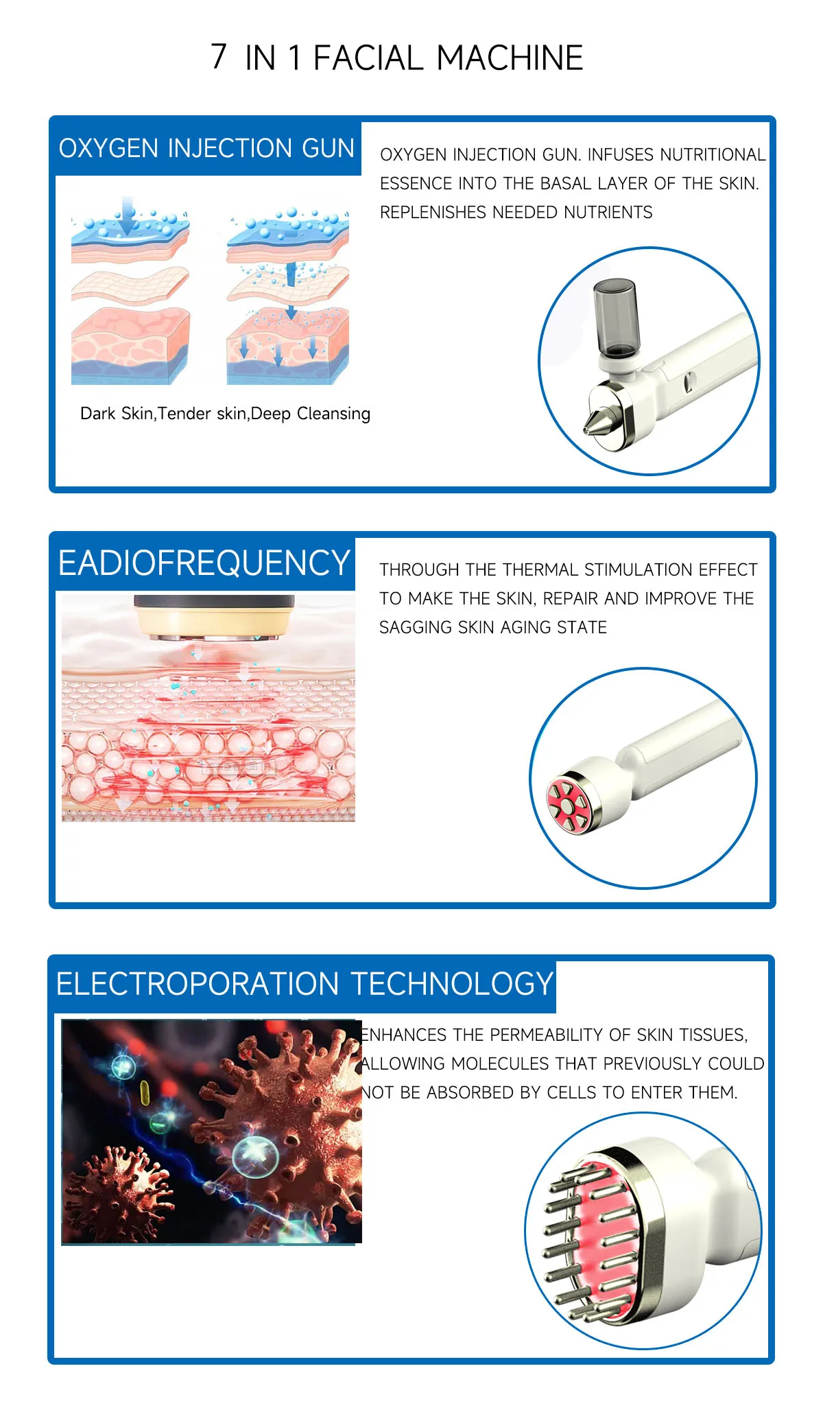 7 Em 1 Hydro Dermabrasion Máquina RF Limpeza Facial Microdermabrasion Massageador para Spa Levantamento Rosto Beleza Cuidados Com A Pele Ferramentas Spa de elevação  Skin Tightening Hydrafacial Beleza Saúde com Máscara