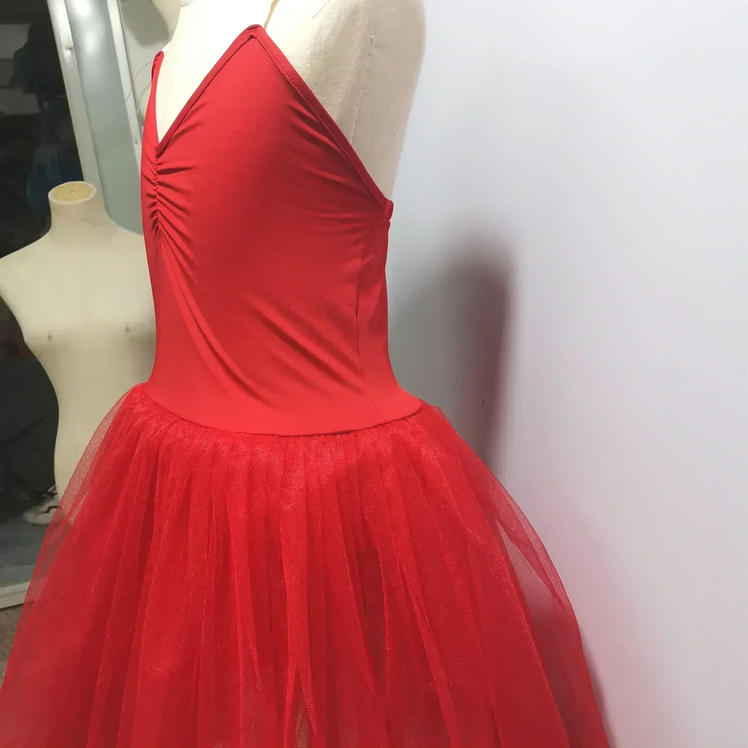 تنورة الباليه الحمراء أزياء الرقص الشرقي فستان الأداء لمرحلة البجع البيضاء للفتيات #2