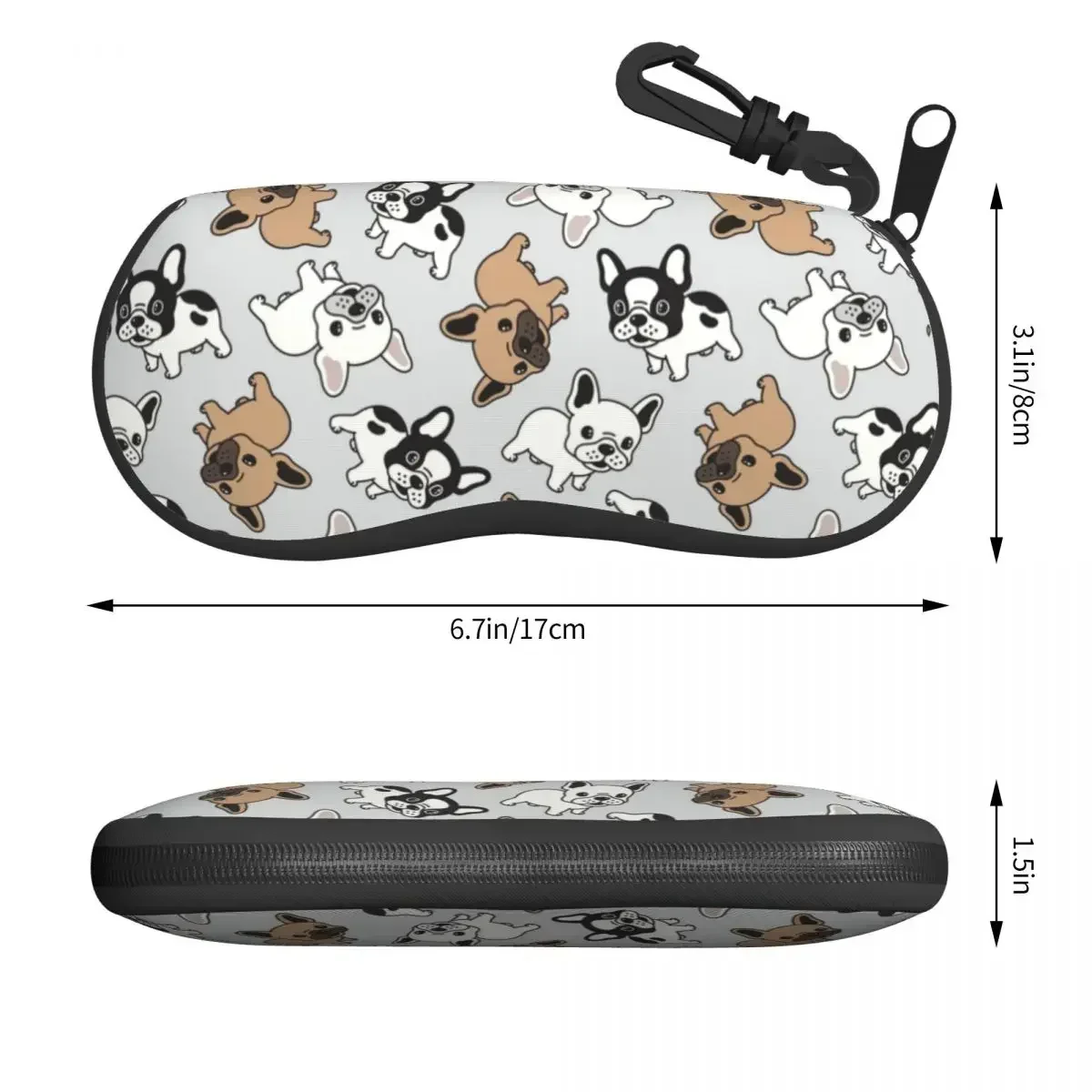 Frenchie French Bulldog Shell Etui ochronne na okulary Modne etui na okulary przeciwsłoneczne Etui na okulary dla psów