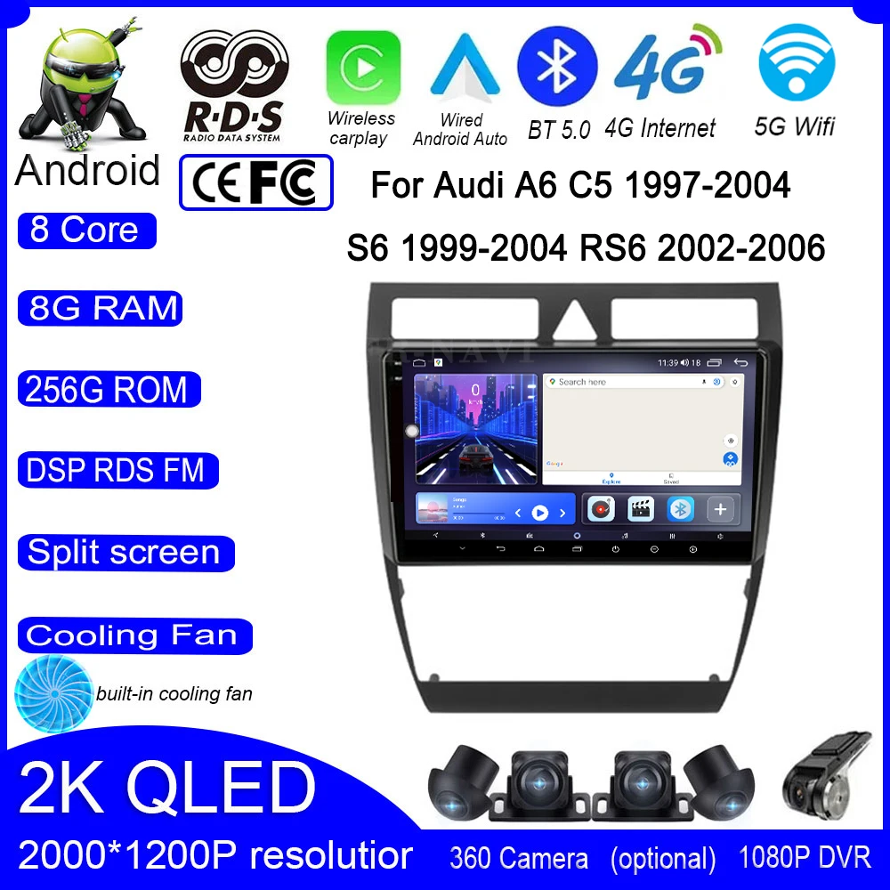 

9 lnch For Audi A6 C5 1997-2004 S6 1999-2004 RS6 2002-2006 Car Radio Multimedia Player Carplay Stereo GPS Head Unit