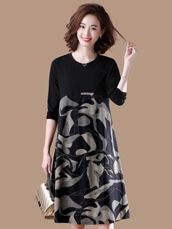 

Юбка трапециевидной формы с высокой талией больших размеров, длинная корейская юбка с принтом све, осенняя мода для поездок на работу Dr