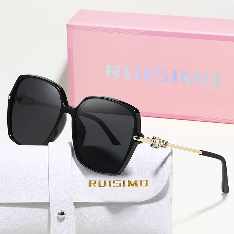 RUISIMO Polarisierte Trend Metall Quadrat Sonnenbrille Frauen Männer Einfache Luxus Marke Sonnenbrille Reise Einkaufen Männlich Weiblich Gläser