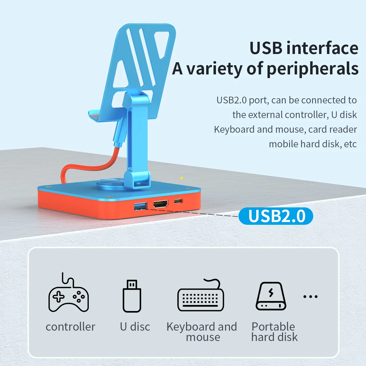 Docking Station 3 in 1 USB-C, Hub di gioco con HDMI 4 k60hz USB2.0 PD100W, adatto per telefoni cellulari, laptop e Switch