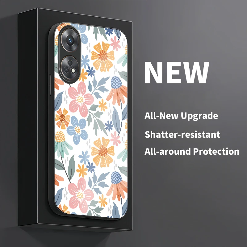 حافظة لهاتف OPPO Reno 8 5G 8T 8Z 7 Lite 6 4G 6Z 7Z 8 Pro غطاء حماية مقاوم للصدمات على شكل زهرة أنيقة