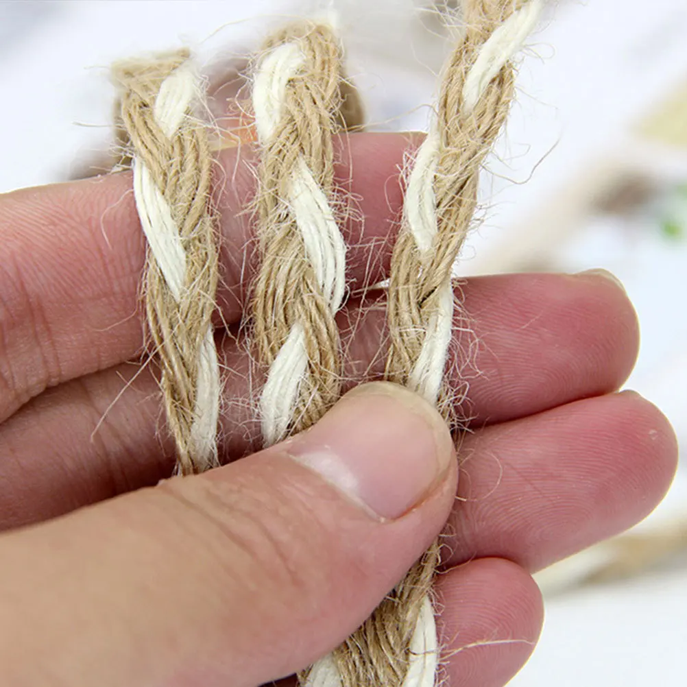 هدية التعبئة حبل 2 لفات مزدوجة اللون سلاسل القنب لصندوق التعبئة والتغليف DIY بها بنفسك مشاريع عطلة يهتف الحبال خيوط هدية التعبئة حبل