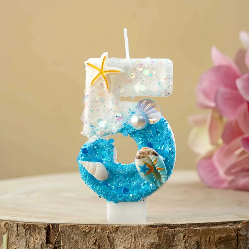 Shell-shaped Starfish Digital Birthday Candles, Perfect for Ocean-Themed Parties and Children’s Summer Beach Cake Decorations view 3