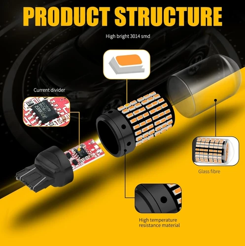 Imagen 2 del producto 2024 bombillas LED mejoradas 7440/7443 144-SMD 4400/LM 500% 7440A 7443A 992 T20 bombillas LED usadas para respaldo inverso/cola/freno/