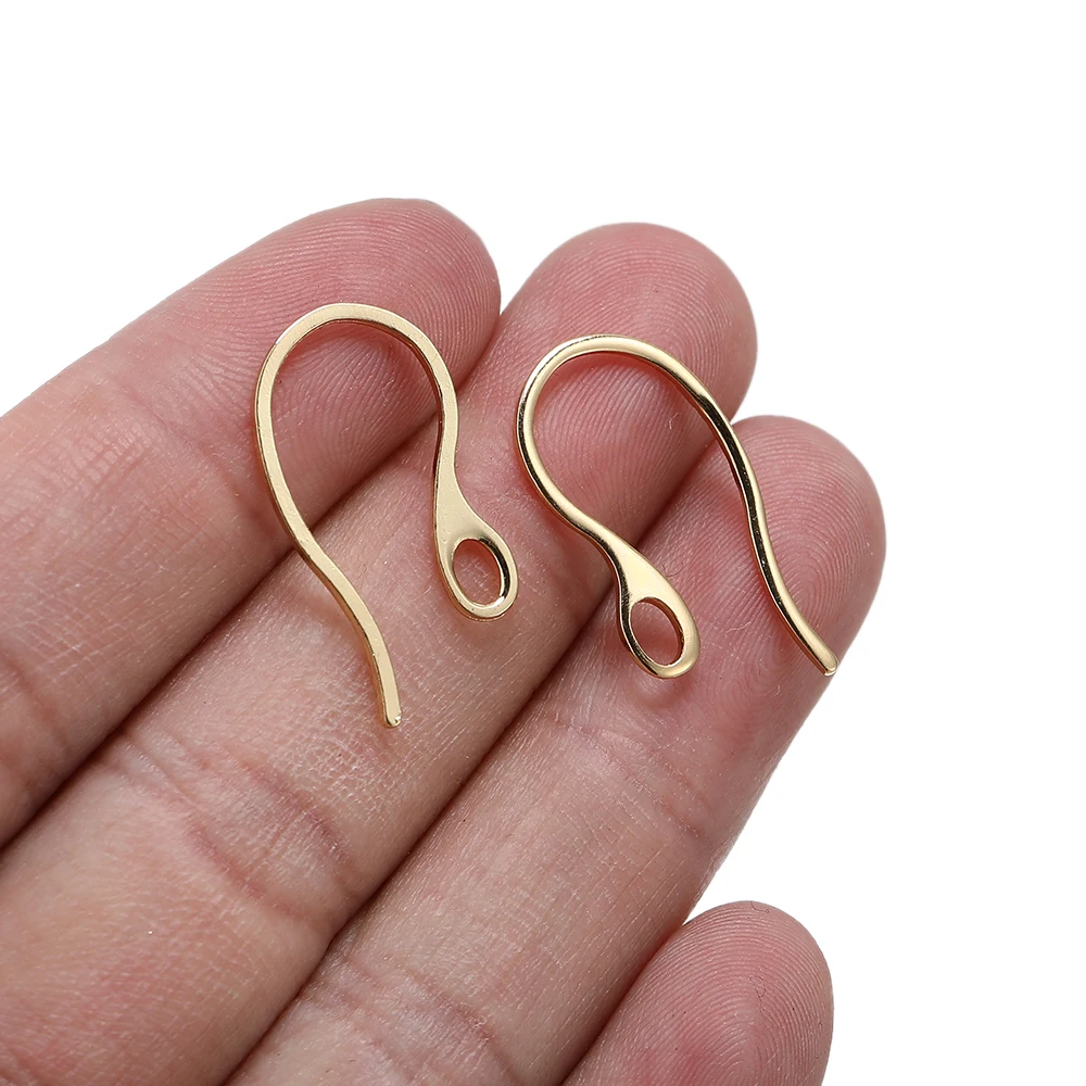 50Pcs Stainless Steel Flat Earring Hooks Ear Wires with Loop For DIY Jewelry Making  Dangle Earrings Jewelry Accessories