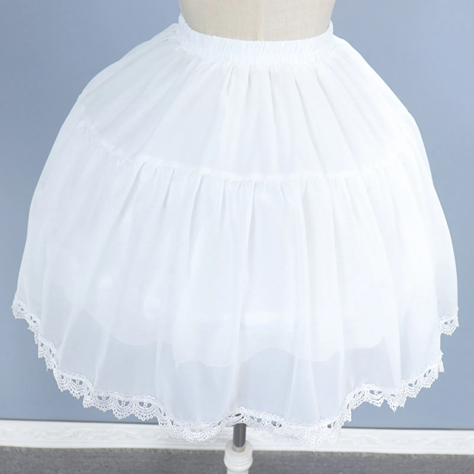 Women Girls Ruffled Short Petticoat with/no Hoop Solid Color Fluffy Bubble Tutu Skirt Puffy Half Slip Prom Crinoline Underskirt