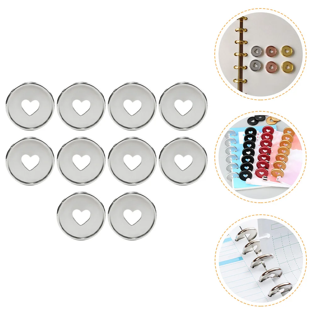 10 Pcs Heart Binding Buckle Disc Planners Discs Notebook Large Binder Clips Discbound Abs Round