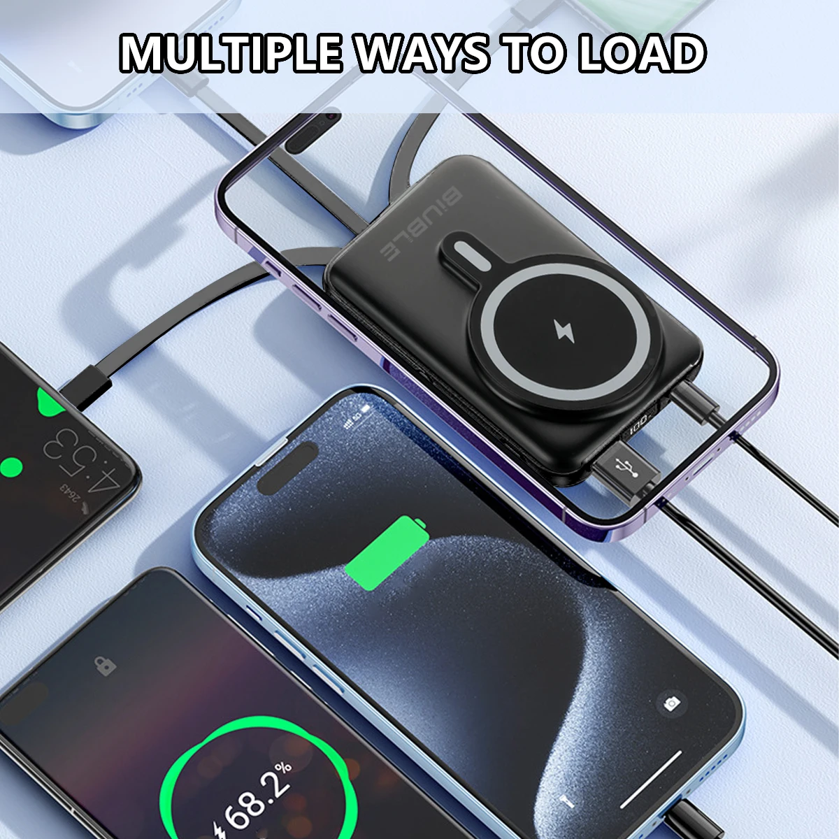 باور بانك لاسلكي مغناطيسي 10000 مللي أمبير في الساعة شحن بطارية خارجية محمولة لهاتف آيفون 16 15 14 13