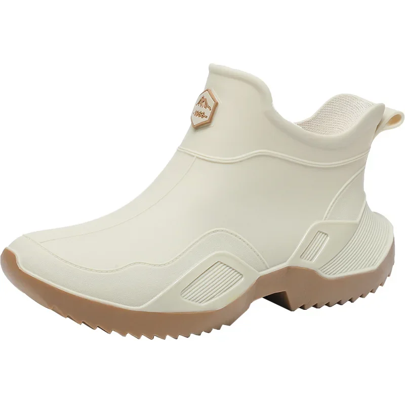 Unisex Short Tube Rain Boots Anti-Slip Thickened PVC Material Round Toe Ankle High Couples Spring Summer Water Shoes zapatillas