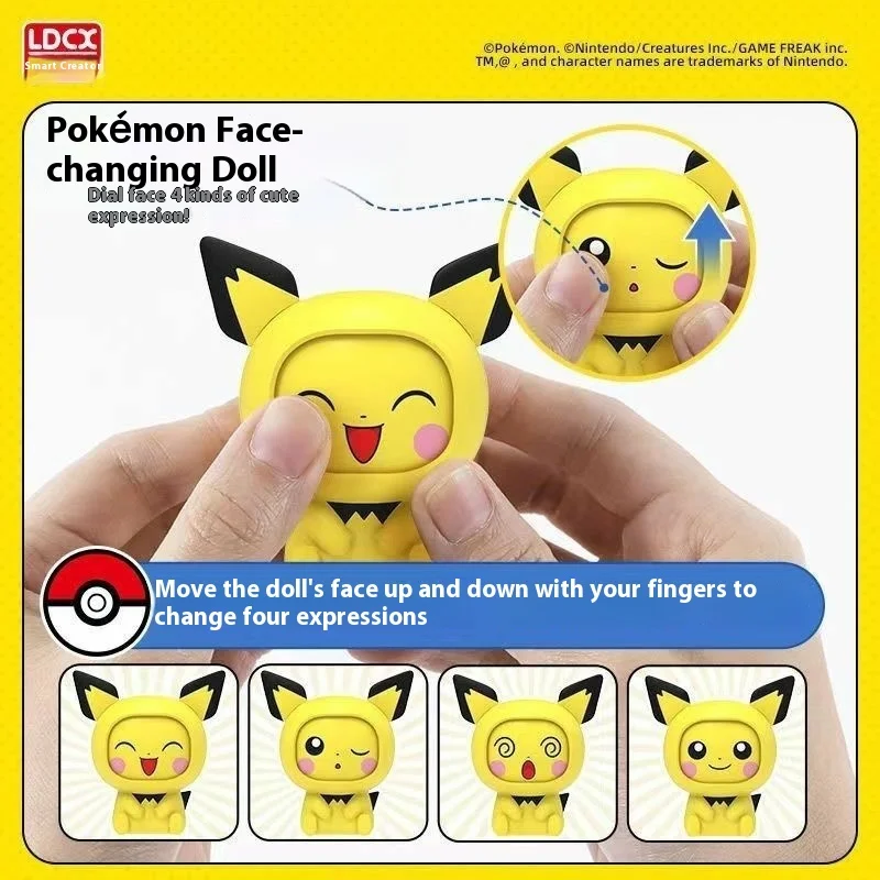 Original Pokemon Face changing Doll Blind Box, Pikachu Collectible Figure, Surprise Egg Toy Mystery Box, Cute Figurine