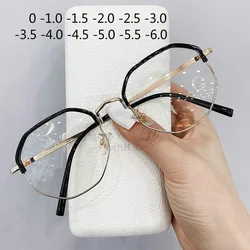 -1.0 To -6.0 Metal Anti-blue Myopia Glasses Women&Men Big Oversized Glasses Frame Nearsighted Prescription Glasses