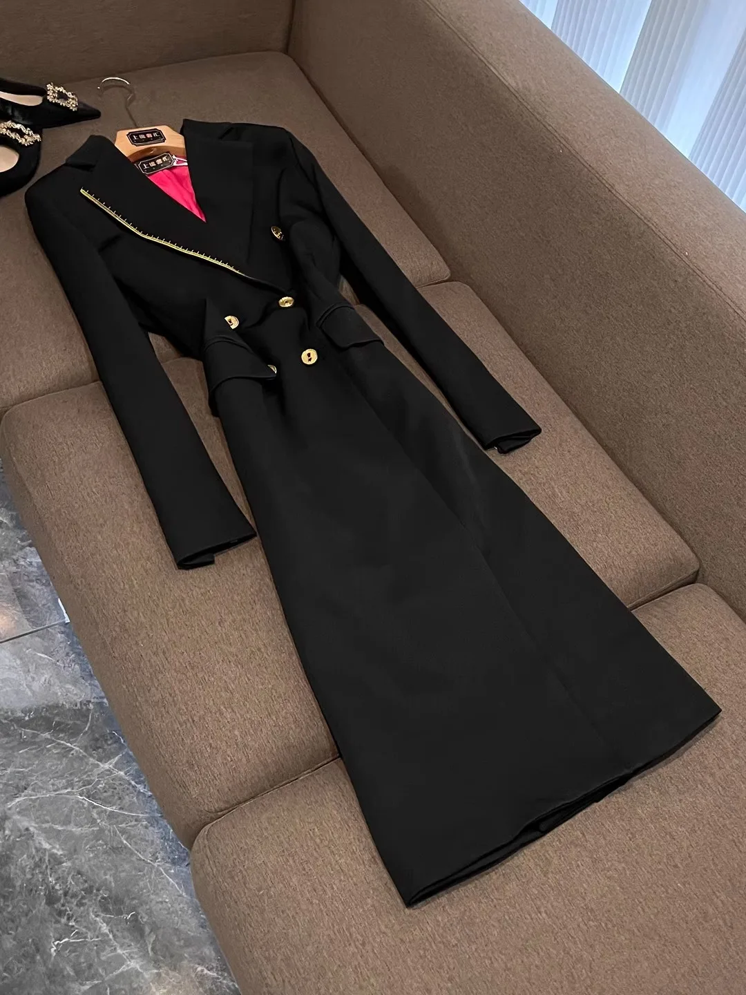 

Ele Pure Color Лоскутный зимний костюм Jaet для женщин Faionable High-End Feeling Office Wear Long Sve OK582