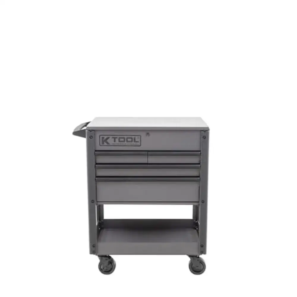 Large Capacity 4-Drawer Locking Service Cart Tool Box with Protective Bumpers & Smooth Glide Action