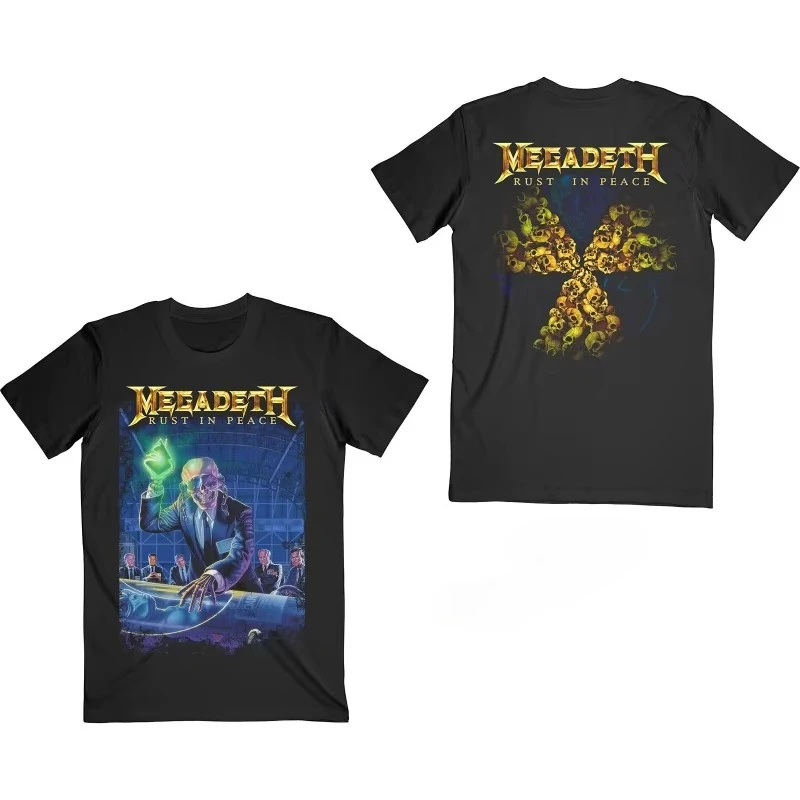Megadeth Rock Band-Camiseta 100% de algodón para hombre, camisetas gráficas de heavy metal Y2k, camiseta hawaiana de calle popular a la moda estilo hiphop