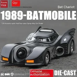 Hot Toys 1:24 Toy Vehicle Anime Figure Batman Simulation 1989 Batmobile Alloy Model Sound And Light Metal Pull Back Cars Gift