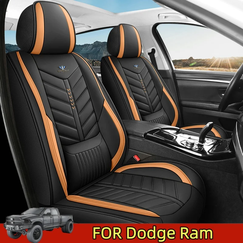 غطاء مقعد سيارة دودج رام مقاوم للماء من الجلد الصناعي، غطاء مقعد مريح مقاوم للاهتراء، غطاء كامل 5 مقاعد