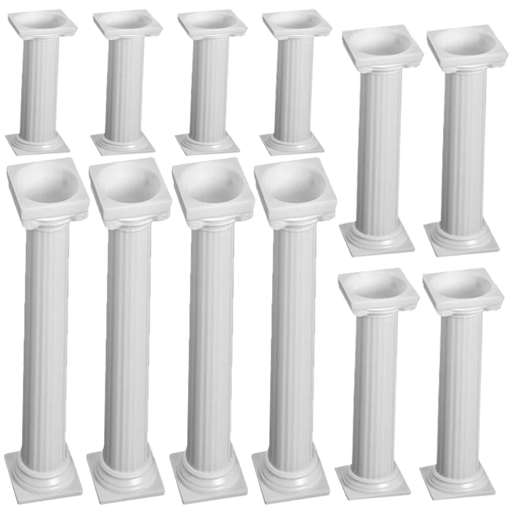 

12 Pcs Decoration Roman Pillar Cake Stand Supports for Stacking Dowels Tiered Cakes Wedding Pillars White