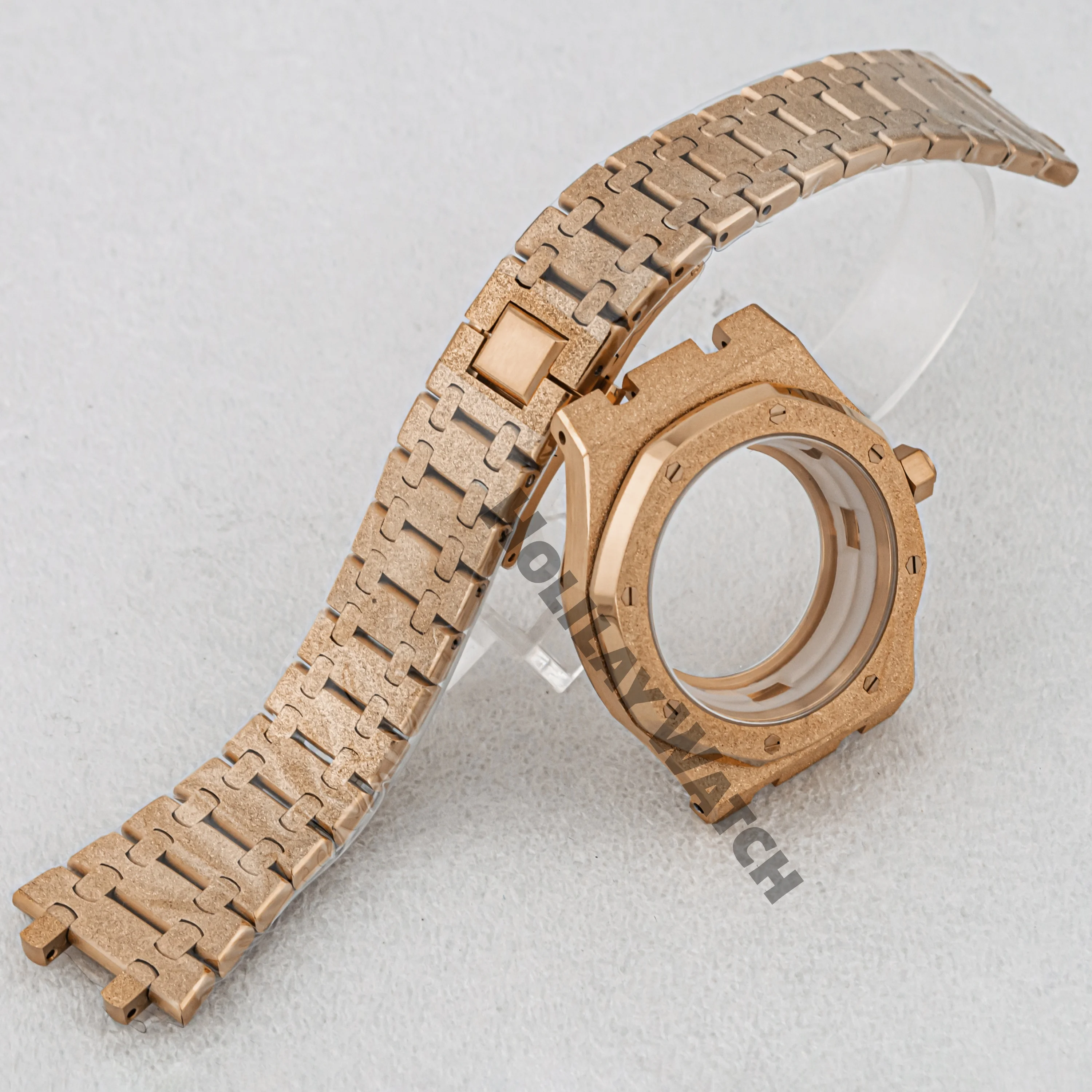 

41mm Octagonal Frost Watch Case Strap for Royal Oak NH35/NH36 Movement Sapphire Glass Stainless Steel NH35 Watch Case