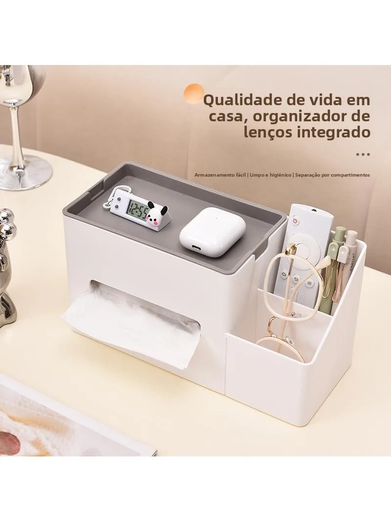 シンプルな家庭用バスルームレストラン多機能プラスチック収納ティッシュボックスリビングルームプルティッシュボックス多層オーガナイザー