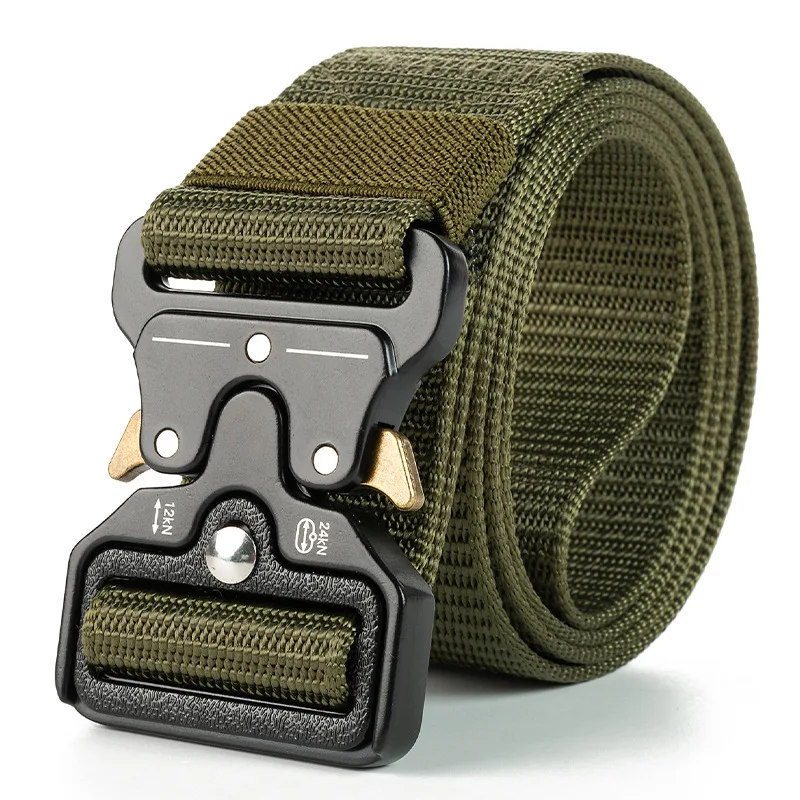 Cinturón táctico con hebilla magnética para hombre y mujer, cinturón militar genuino de liberación rápida para exteriores, accesorios deportivos de nailon suave, negro