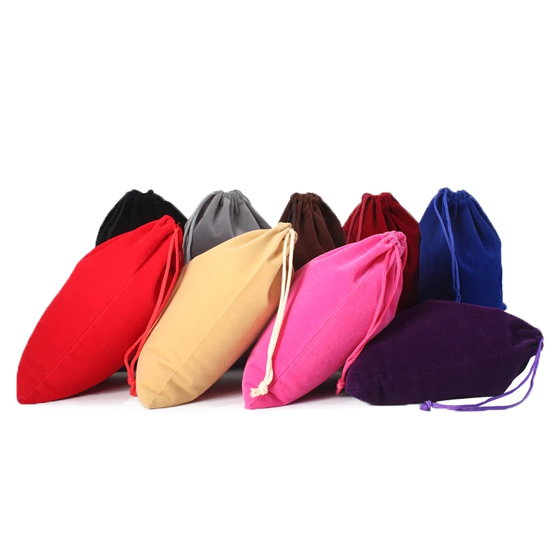 Flocking Drawstring Gift Bags, Fleece Packing Bags, Rings Jewelry Accessories Storage Wedding Party Festive Gift Bags 15x20cm