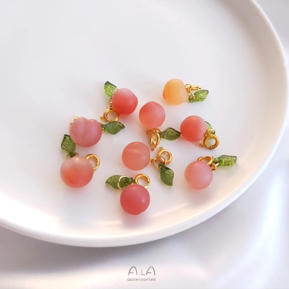 

Natural Nanhong Agate Peach Necklace Bracelet Pendant Peach Earring Pendant Accessories Jade Pendant DIY