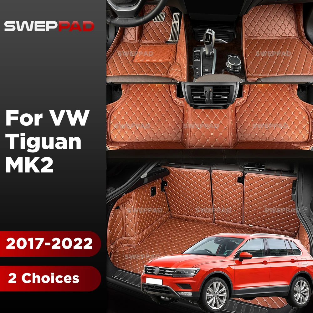 Car Floor Mats For VW Tiguan MK2 2017-2022 21 20 Trunk mat Cargo Liner Protection Carpet Custom Floor Liners Accessories