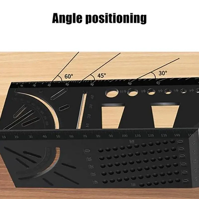 3D 마이터 각도 측정 도구, 다기능 각도 눈금자 목수 라인 사각형 측정 눈금자, 45 도 90 도 라인 눈금자 게이지