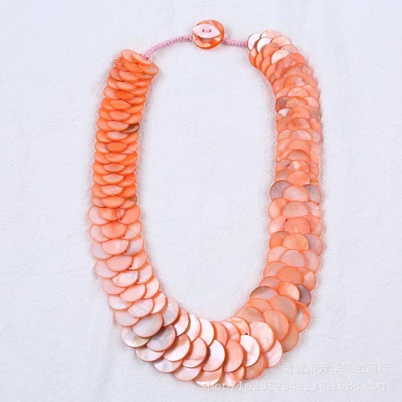 Natural Round Shell Necklace Fashion Jewelry Mother of Pearl Shells Necklaces Rope for Women Gift