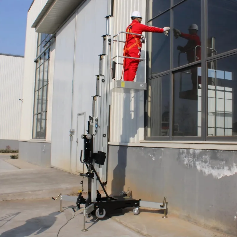 Portable Vertical Lift Platform | Aluminum Alloy Single Mast Aerial Work Platform | Mobile Man Lift for Maintenance