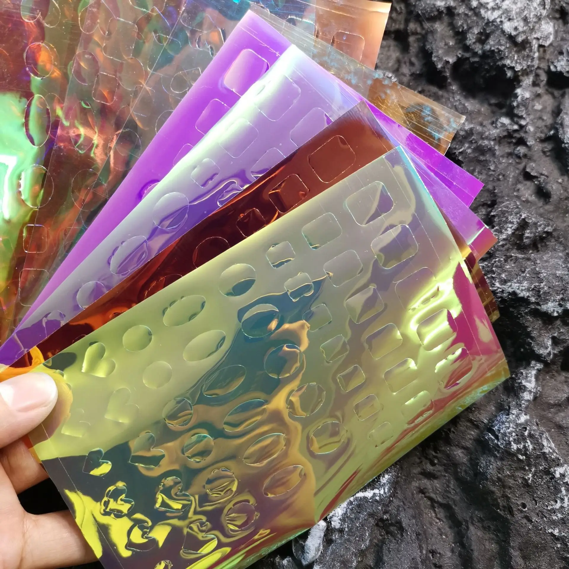 11 pz Ice Aurora Foil Film Nail Art Sticker Laser Ghiaccio Cellophane Involucri di Carta Adesiva Per Unghie artistiche Decorazioni Manicure Cursori