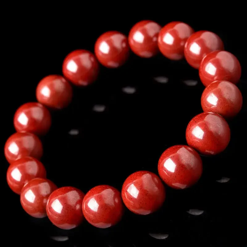 

Natural Emperor Sandstone Bracelet Genuine Red Sand Cinnabar Raw Ore Recurrent Fate Year Good Luck Red Bracelet Men and Women
