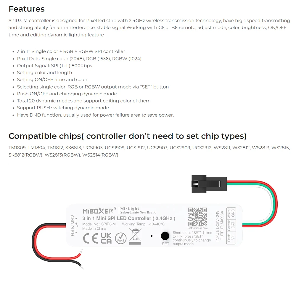 Miboxer SPIR3-M 2,4 GHz 5 V ~ 24 V 3 w 1 SPI pojedynczy kolor/RGB/RGBWIC sygnał TTL Dim kontroler dla WS2811 WS2812 WS2815 LED Pixel Strip