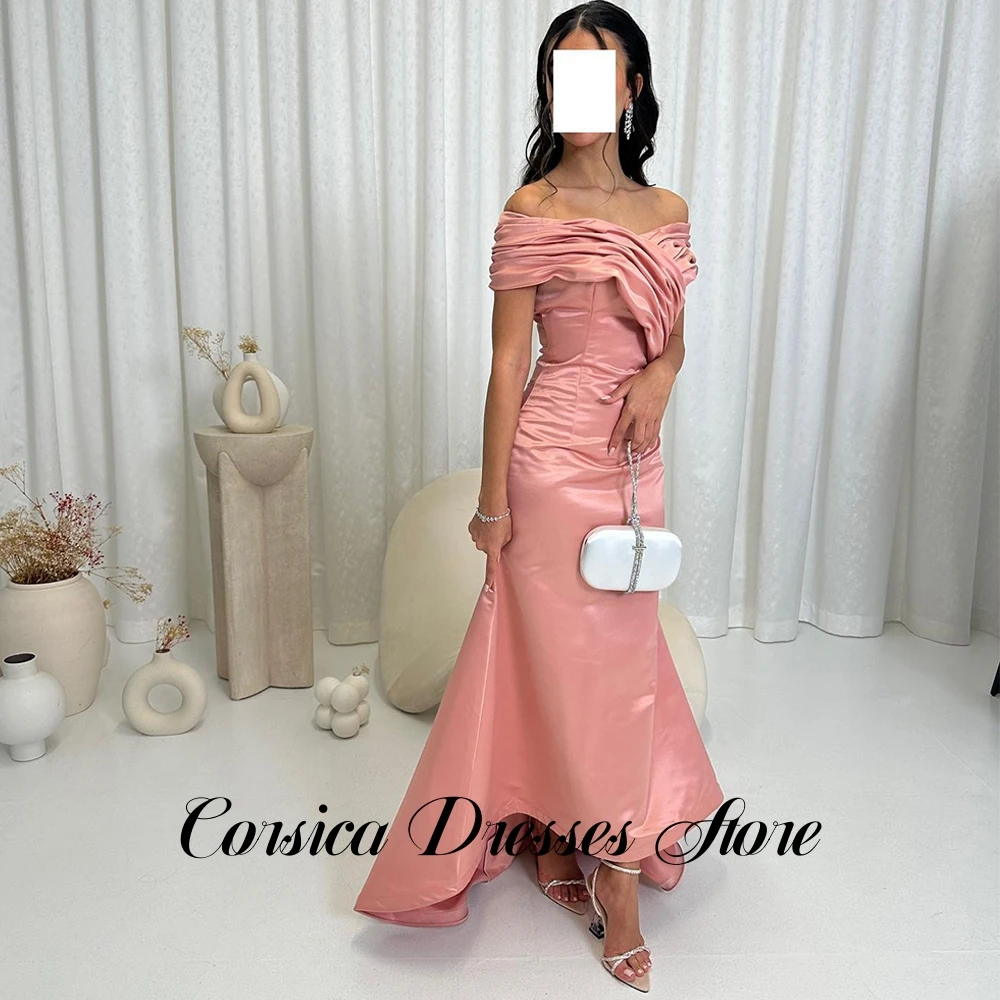 فستان سهرة نسائي ساحر من الساتان والزهور للمناسبات الخاصة مخصص قبالة الكتف سويب تراين فساتين العودة للوطن