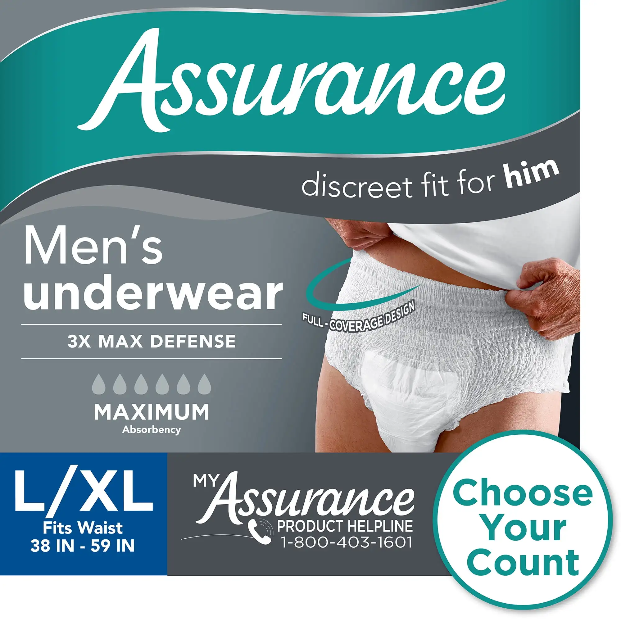 

Men's Incontinence Underwear, L/Xl, Maximum Absorbency (36 Count)