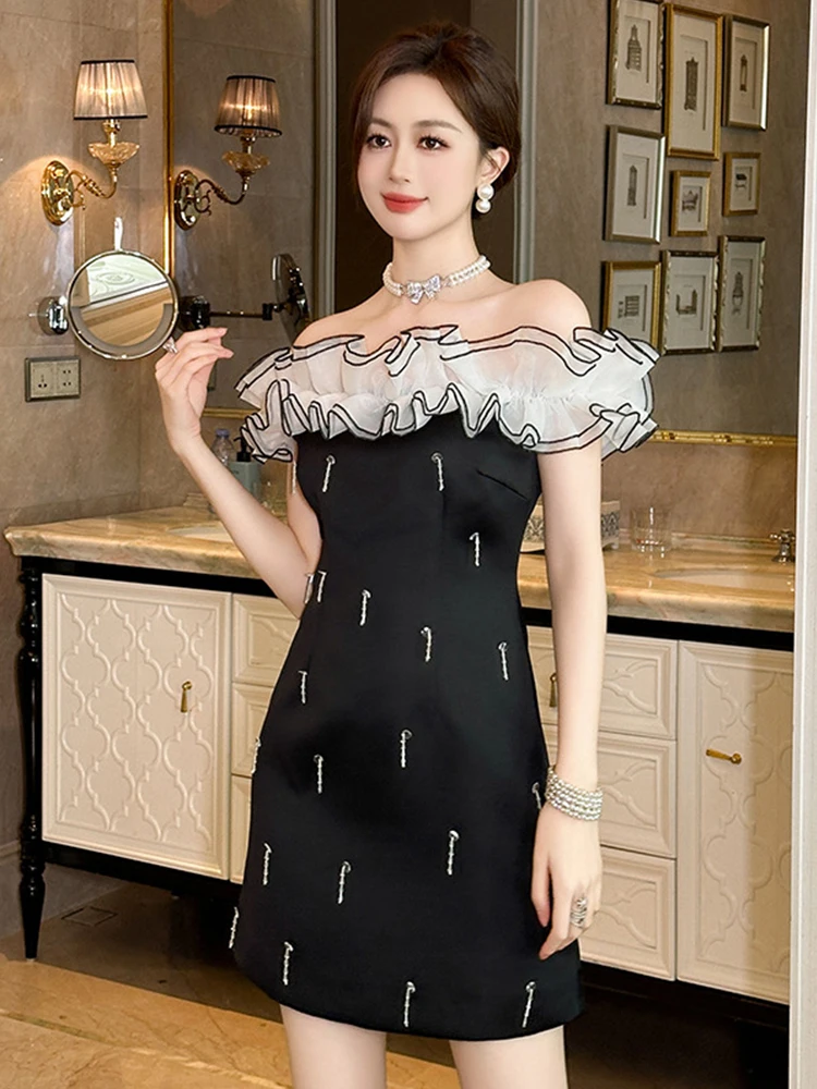 

Fashion Sweet Birthday Party Dress Women Clothes Elegant Luxury Chic Beading Tassel Ruffles Bodycon Gown Banquet Vestidos Fiesta