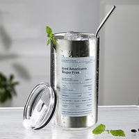 Stainless Steel Insulation Cup Double Wall Vacuum Coffee 600ml Straw Cup Portable Ice American Coffee Mug for Office Workers