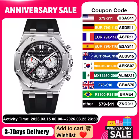 2026 New TYBERLEY Luxury Men's Quartz Watch Sports Chronograph Luminous Waterproof fashion Watch men Silicone Grid literal +BOX