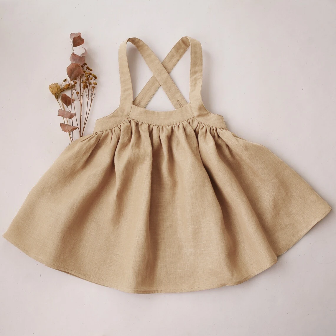 Abito vintage con cinturino per bambina Abito in cotone di lino per bambini Abito primaverile per bambina Abito bohémien per 0-5 anni Vestiti estivi