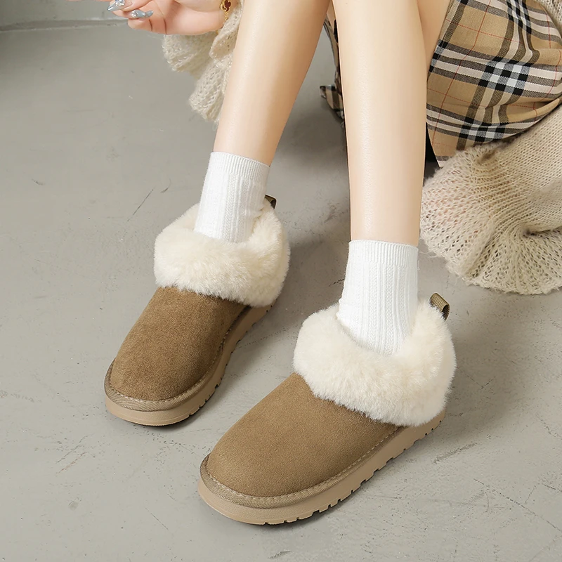 

Artificial Mink Fur Wide Bolt Big Head Cotton Shoes for Keeping Warm in The Cold, Snow Boots for Casual Mothers' Shoes