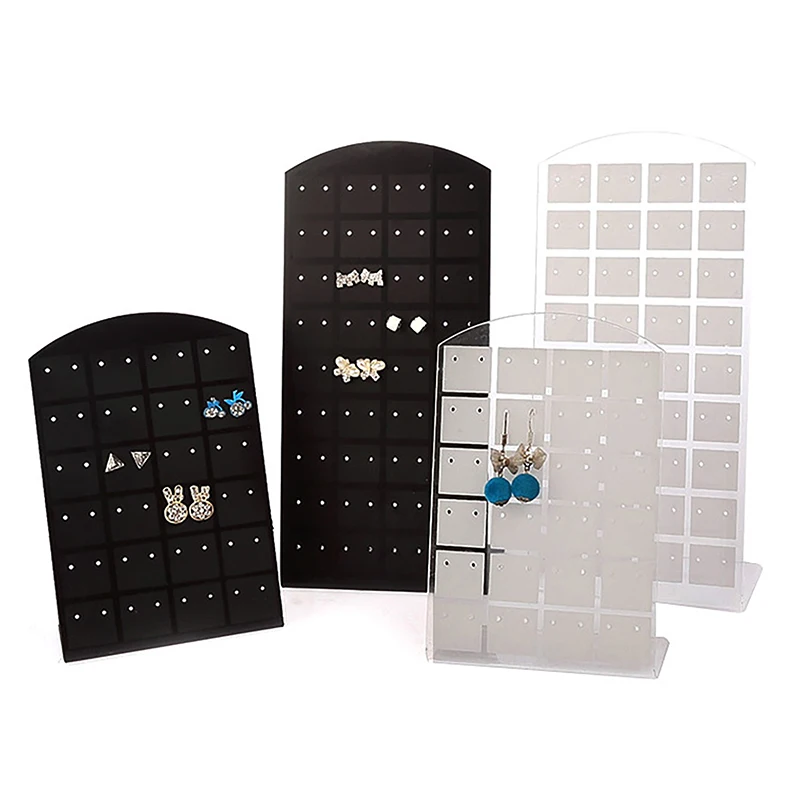 48/72 Holes Portable Earrings Ear Studs Holder Jewelry Display Holders Plastic Earring Showcase Storage Rack Organizer Stand Box