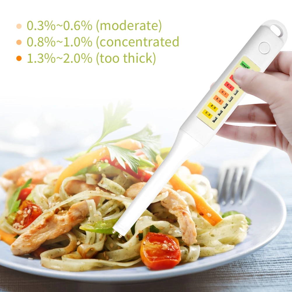 Digital Electronic LED Food Temperature and Salinity Tester Salt Concentration Tester Soup Food Used in Home Kitchen