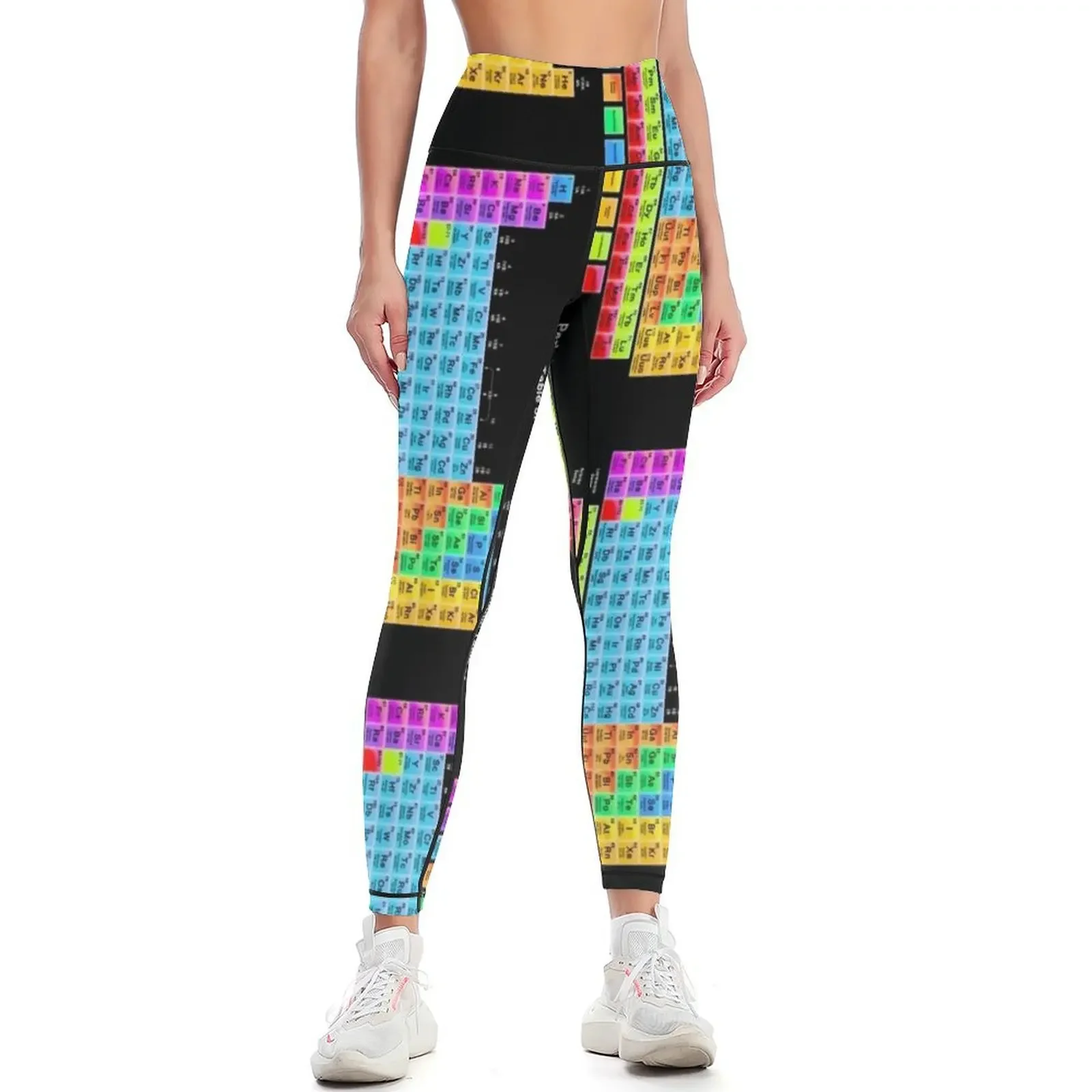 Vibrant Color Periodic Table on Black Leggings sport pants Golf wear Women's pants Womens Leggings