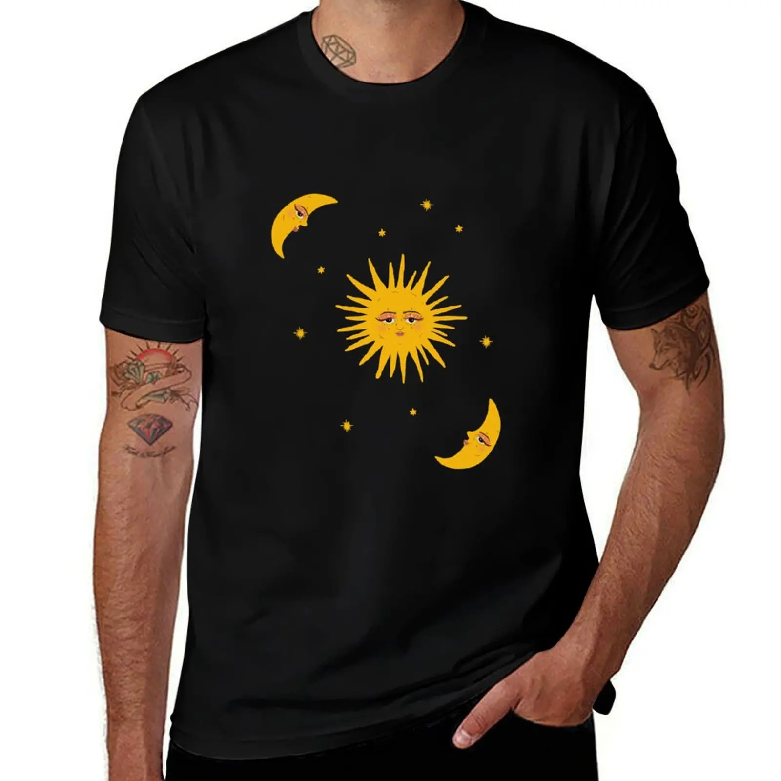 

Celestial sun moon and stars T-Shirt man t shirts graphic man t shirts cotton T-Shirt