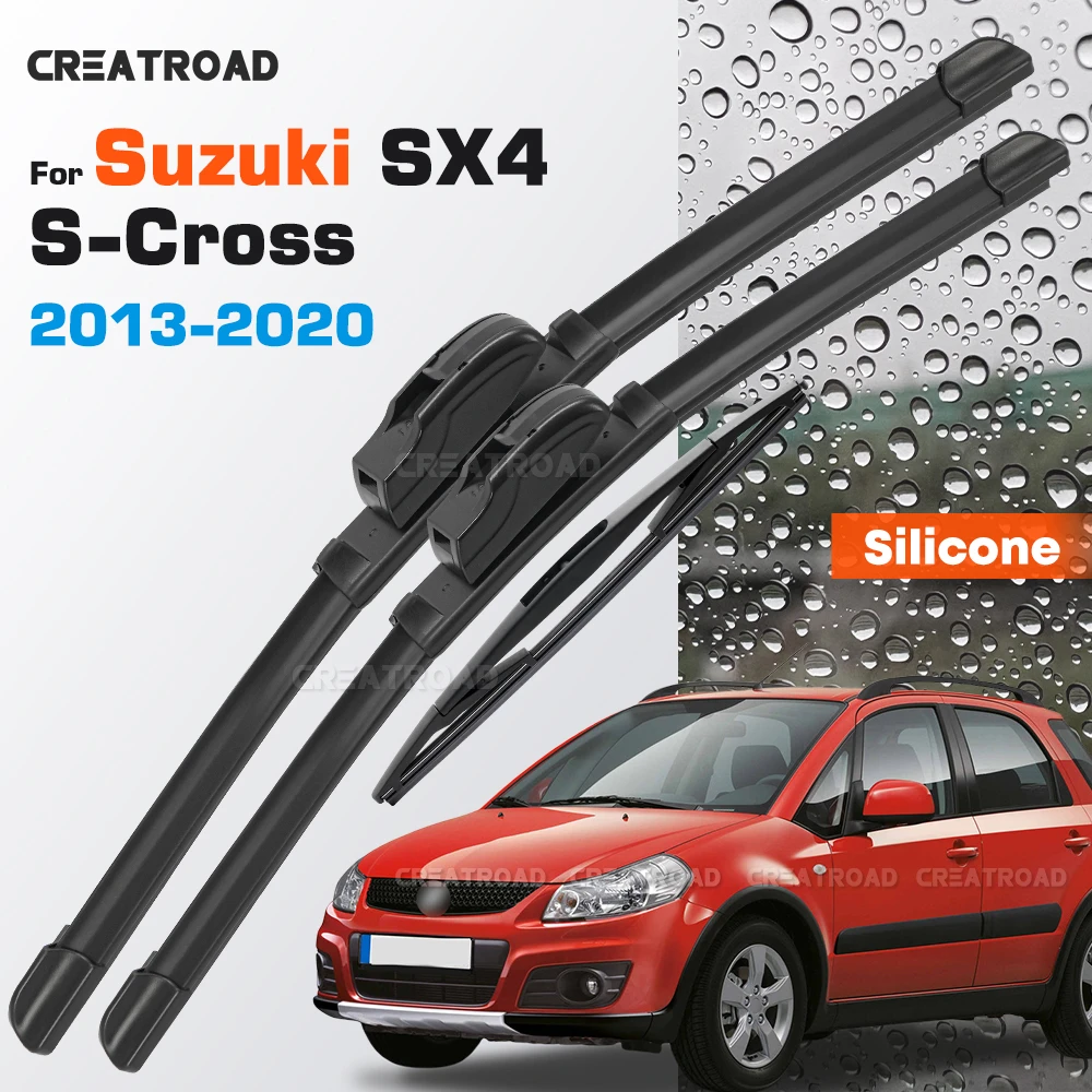 

Silicone Wiper Blades Fit For Suzuki SX4 S-Cross 2013-2020 2015 2016 2017 2018 2019 Coated Windshield Wipers 26"+14"+10"