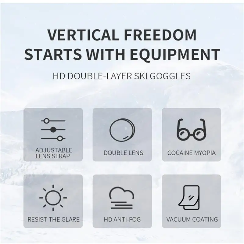 Snowboard Goggles Over Glasses Men Anti-Fog Cold Weather Goggles TPU Frame Anti-Fog Cold Weather Goggles Winter Snow Sports